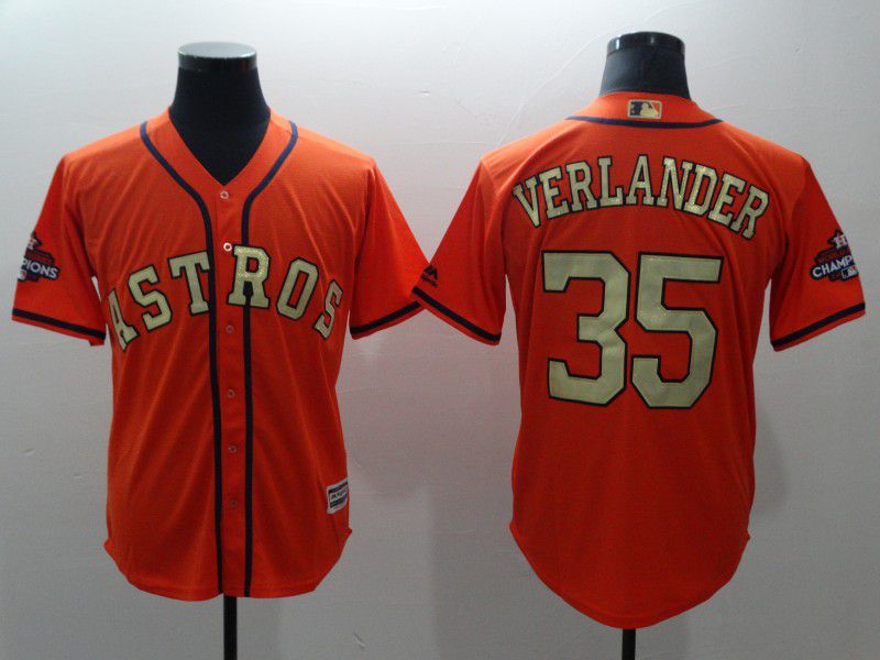 Men Houston Astros #35 Verlander Orange Game Champion Edition MLB Jerseys